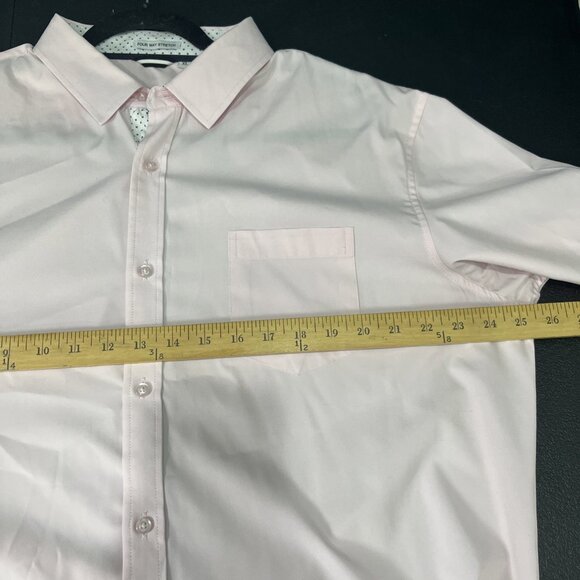 Mens 4 Way Stretch Button Down Dress Shirt Mens XL Pink Long Sleeve Non-Iron - Picture 5 of 6
